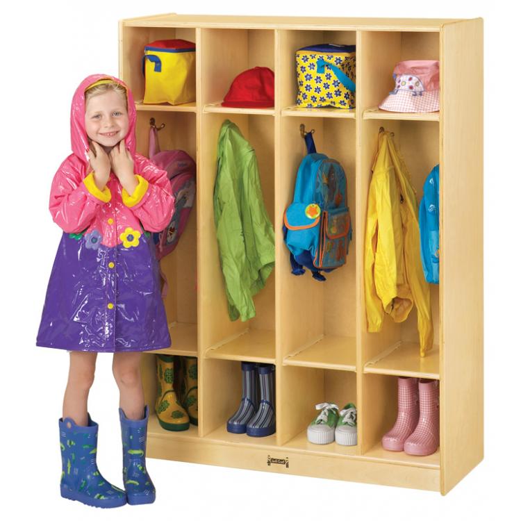 4-Section Kids School Coat Locker With Bench And Cubbies, Backpack And Cubby Storage Organizer With Fxtu2185