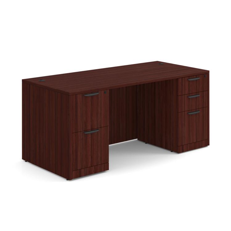 Laminate Collection Double Pedestal Desks - Mahogany