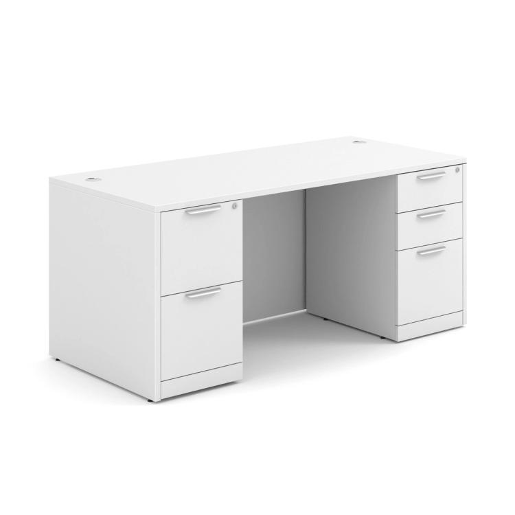 Laminate Collection Double Pedestal Desks - White