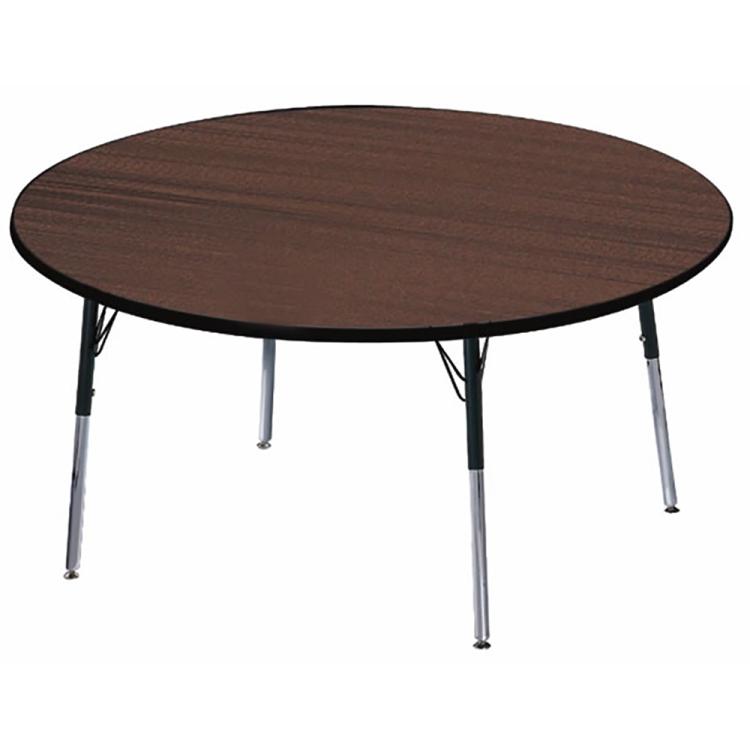 66 x 60 Horseshoe Shaped Height Adjustable Mobile Classroom Table- Maple  