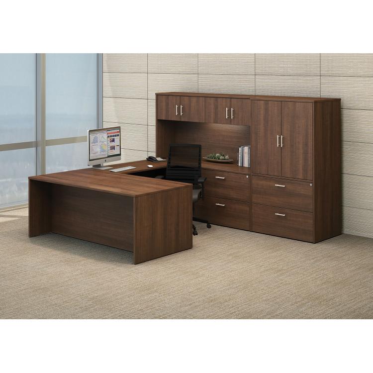 Hyperwork U-shaped Desk w/ Hutch and Storage Cabinet